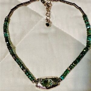 Brighton Silver and Green Beaded Necklace